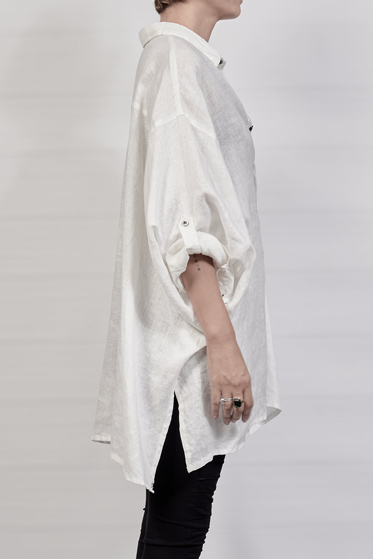 2302-SH01 Linen Over Shirt - White