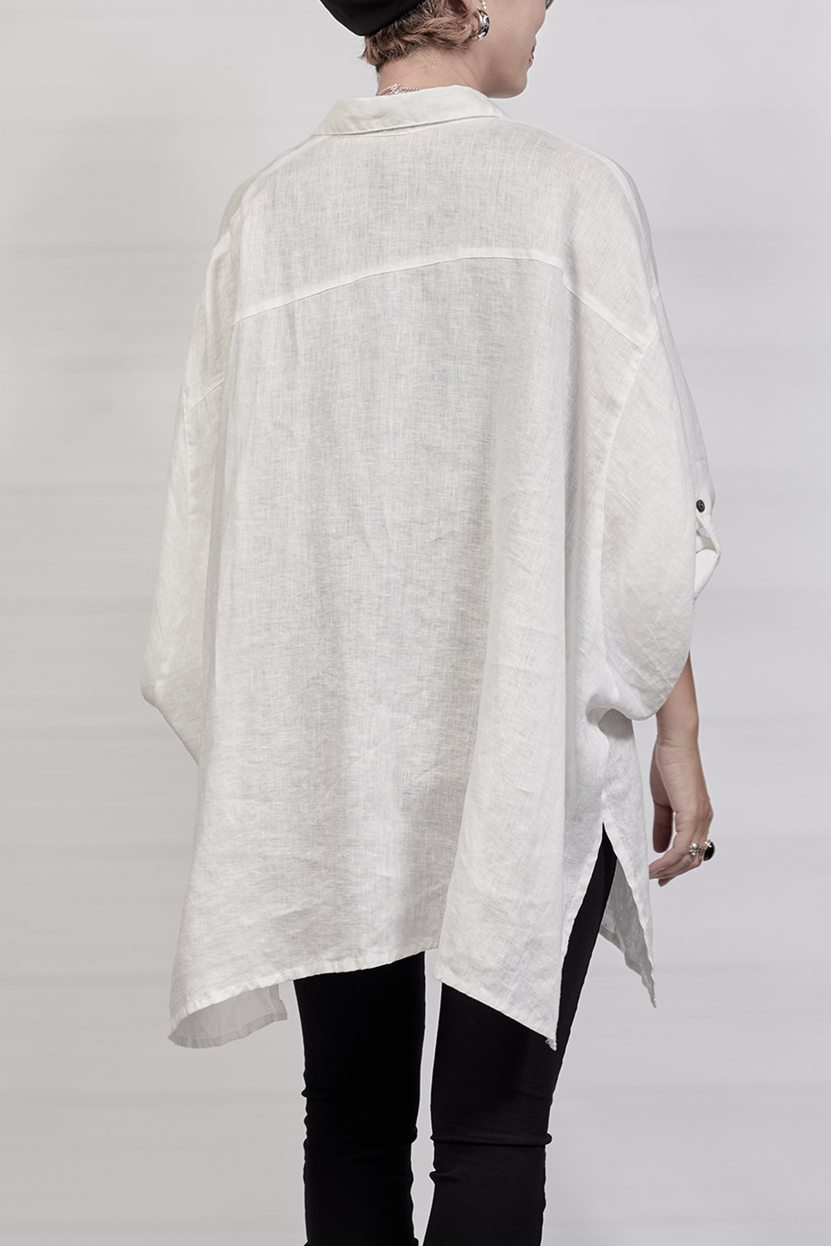 2302-SH01 Linen Over Shirt - White