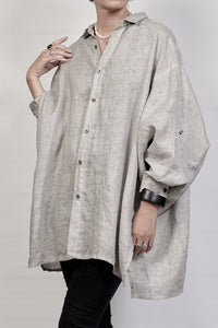 2302-SH01 Linen Over Shirt - Charcoal