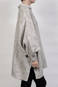 2302-SH01 Linen Over Shirt - Charcoal