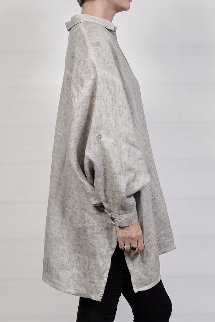 2302-SH01 Linen Over Shirt - Charcoal