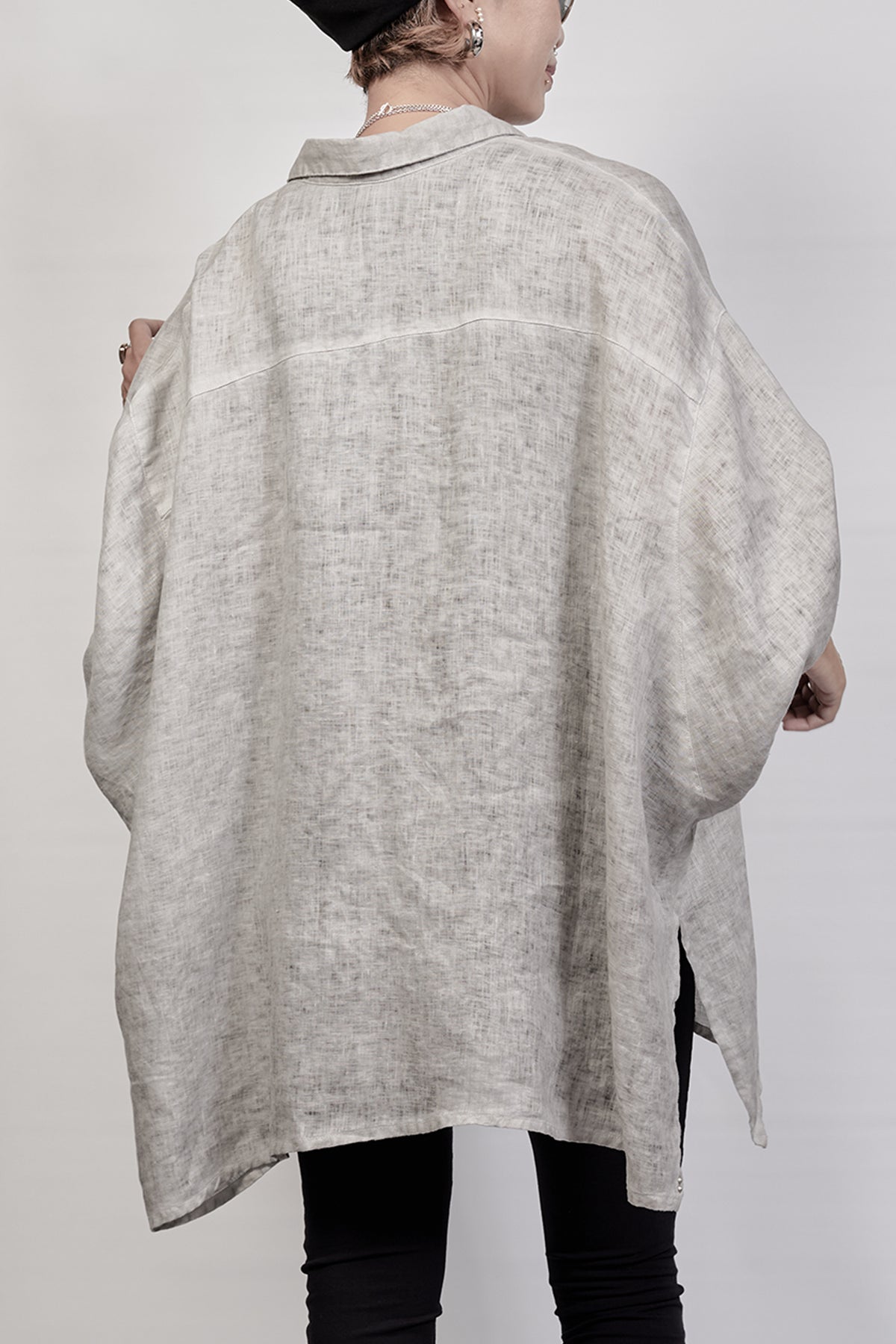 2302-SH01 Linen Over Shirt - Charcoal
