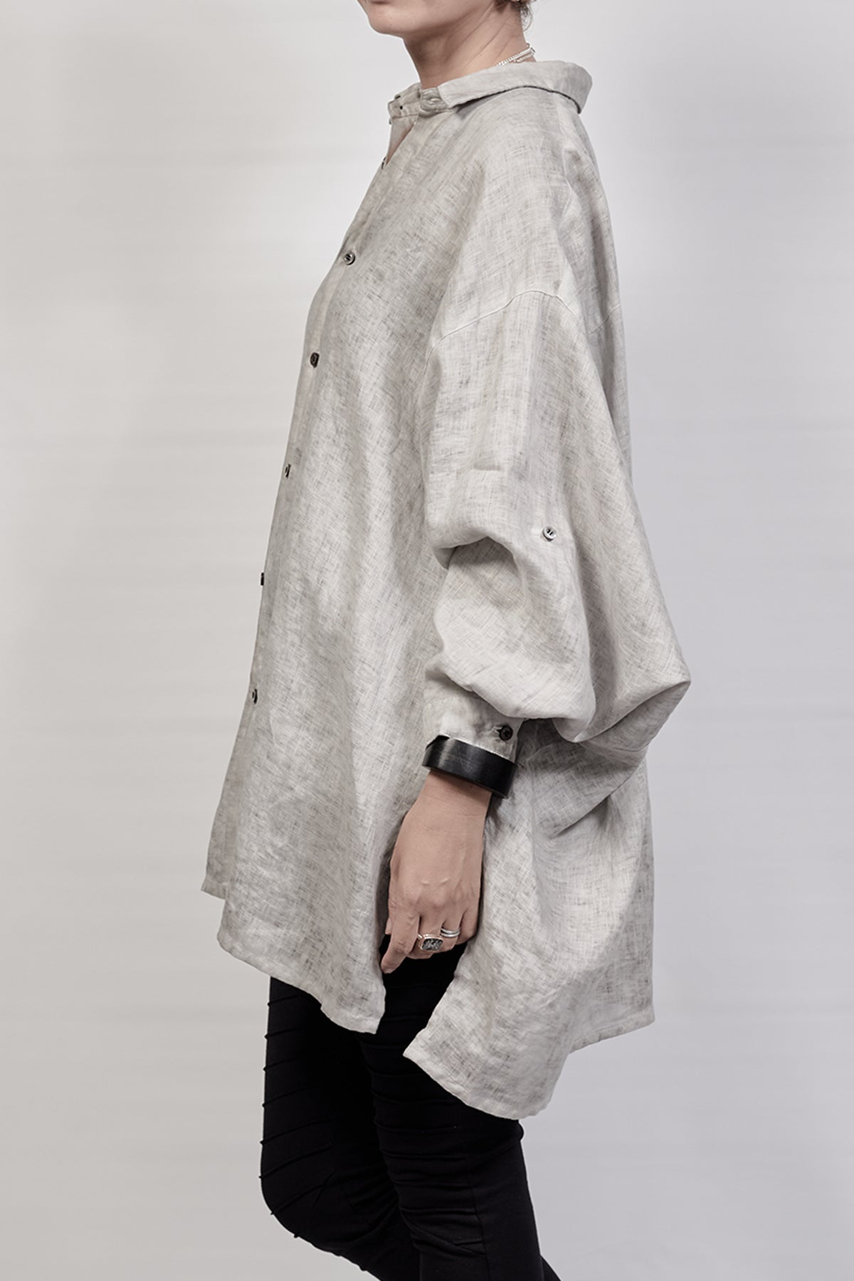2302-SH01 Linen Over Shirt - Charcoal