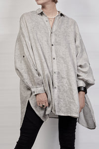 2302-SH01 Linen Over Shirt - Charcoal
