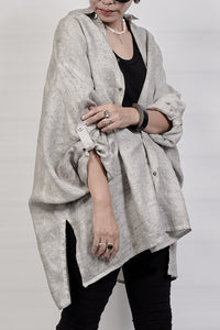 2302-SH01 Linen Over Shirt - Charcoal