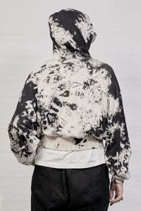 2302-TP01 Tie Dye Zip Up Parka - Black