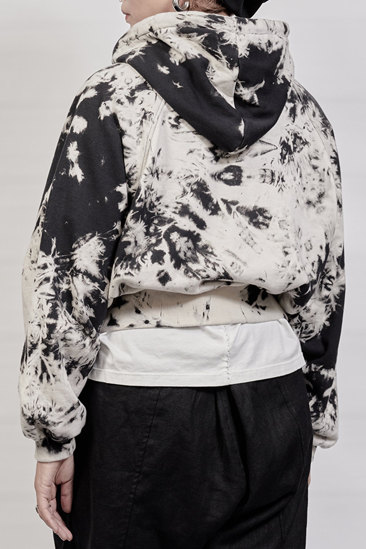 2302-TP01 Tie Dye Zip Up Parka - Black