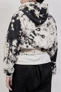 2302-TP01 Tie Dye Zip Up Parka - Black