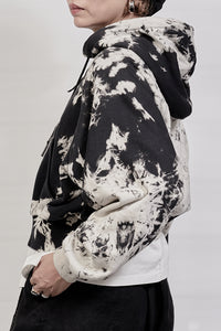 2302-TP01 Tie Dye Zip Up Parka - Black