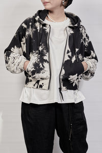 2302-TP01 Tie Dye Zip Up Parka - Black