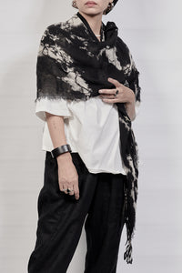 2301-ST01 Tie Dye Square Stole - Black
