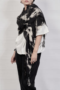 2301-ST01 Tie Dye Square Stole - Black