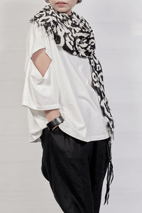 2301-ST03 Leopard Square Stole - Black
