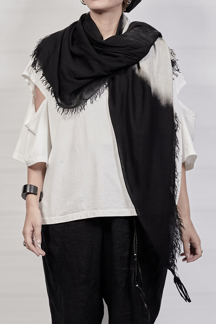 2301-ST05 Black Shadow Square Stole - Black