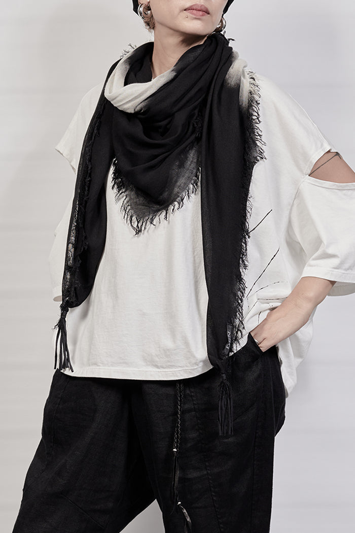 2301-ST05 Black Shadow Square Stole - Black