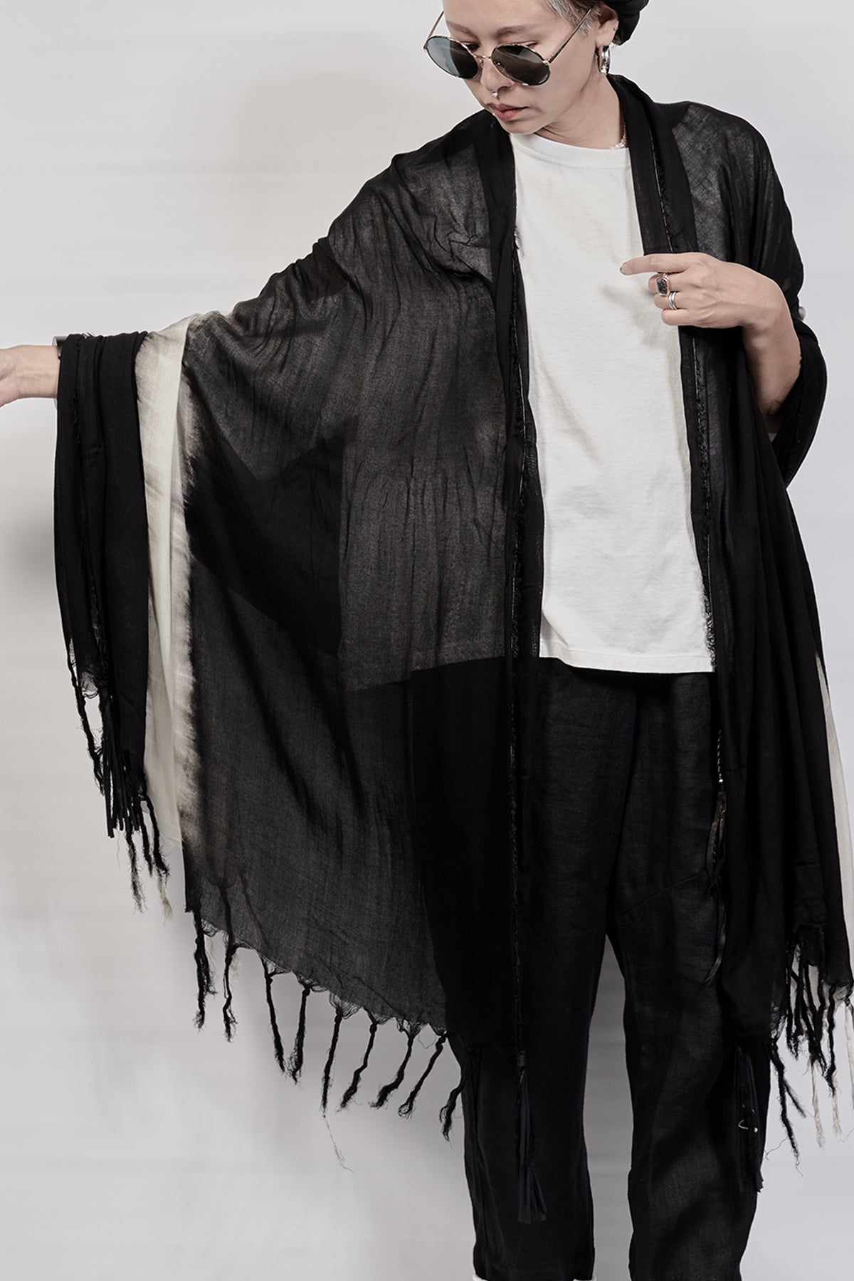 2301-ST05B Black Shadow Long Stole - Black