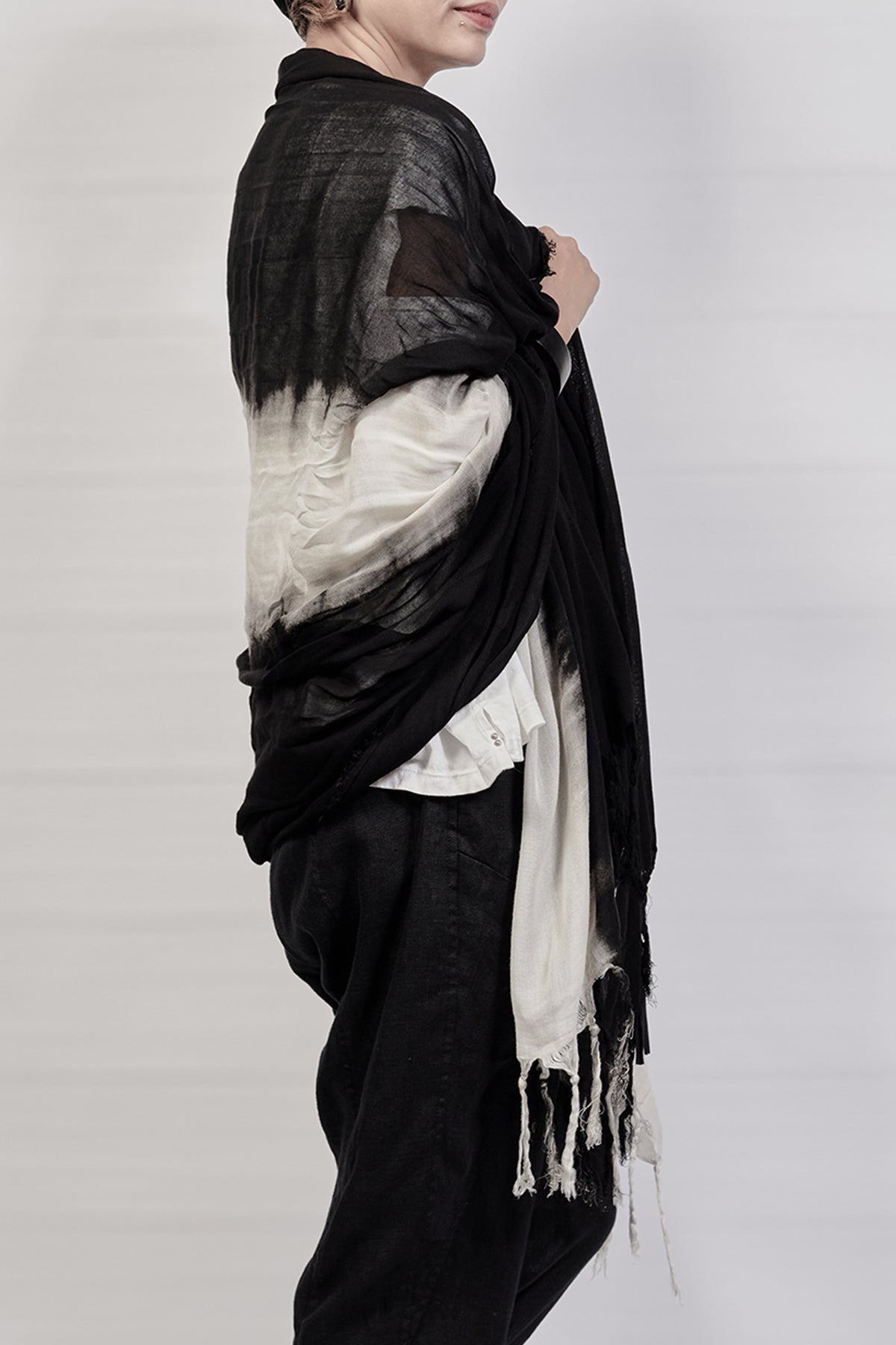 2301-ST05B Black Shadow Long Stole - Black