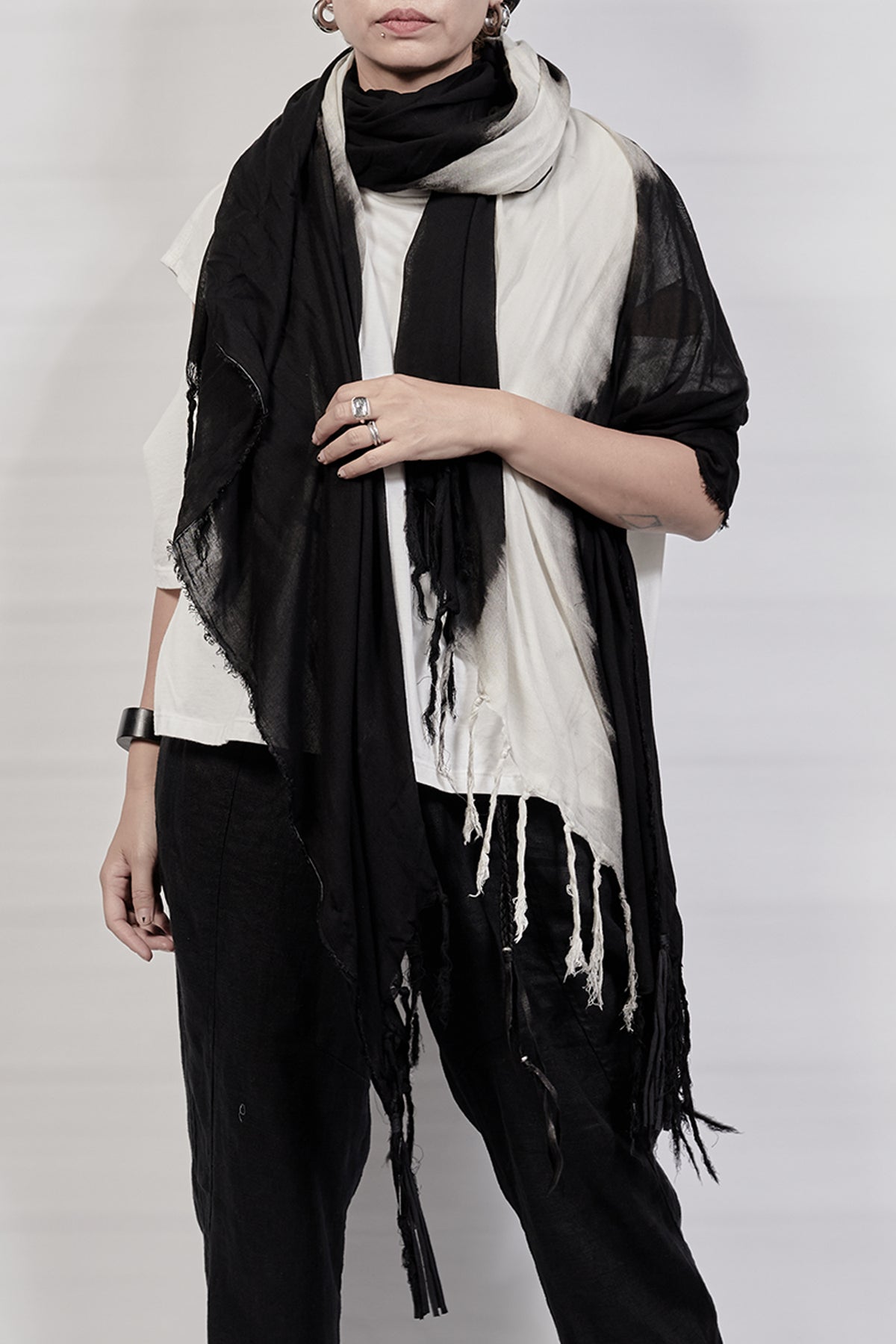 2301-ST05B Black Shadow Long Stole - Black