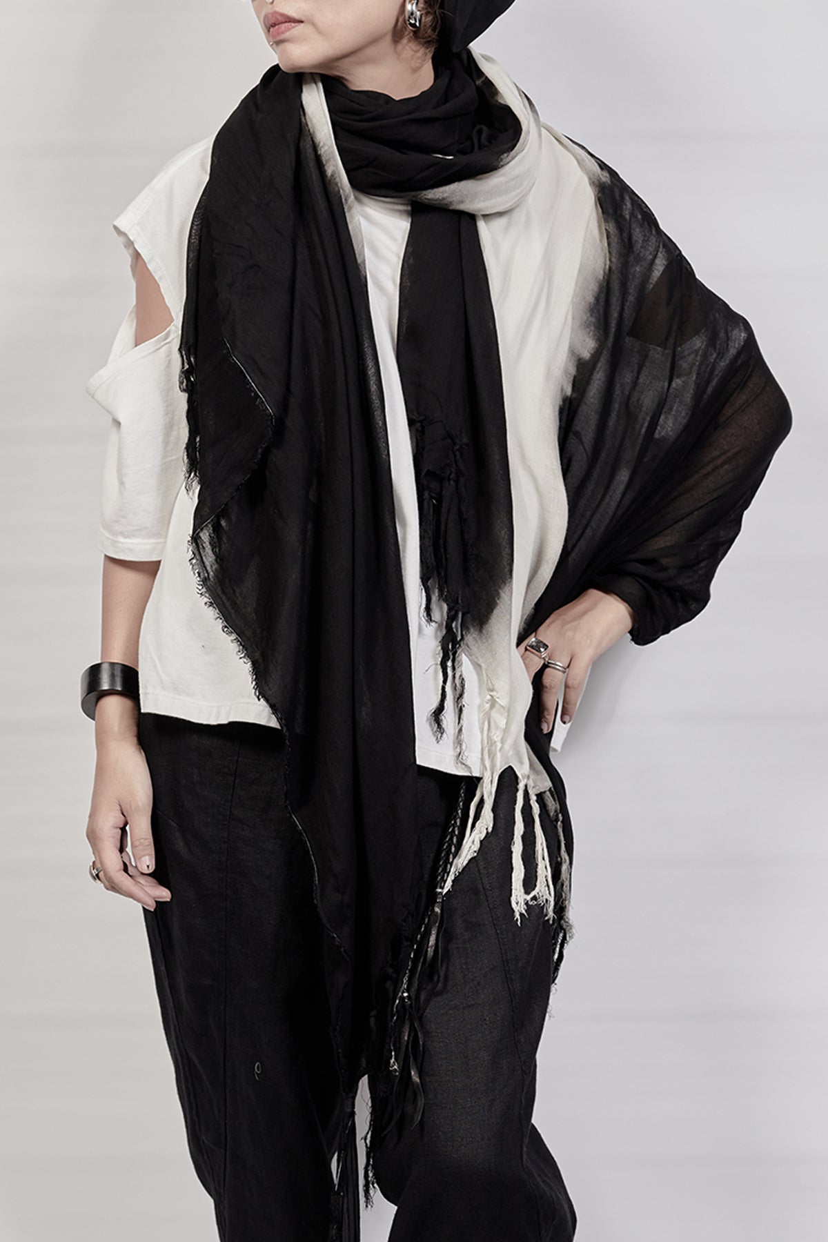 2301-ST05B Black Shadow Long Stole - Black