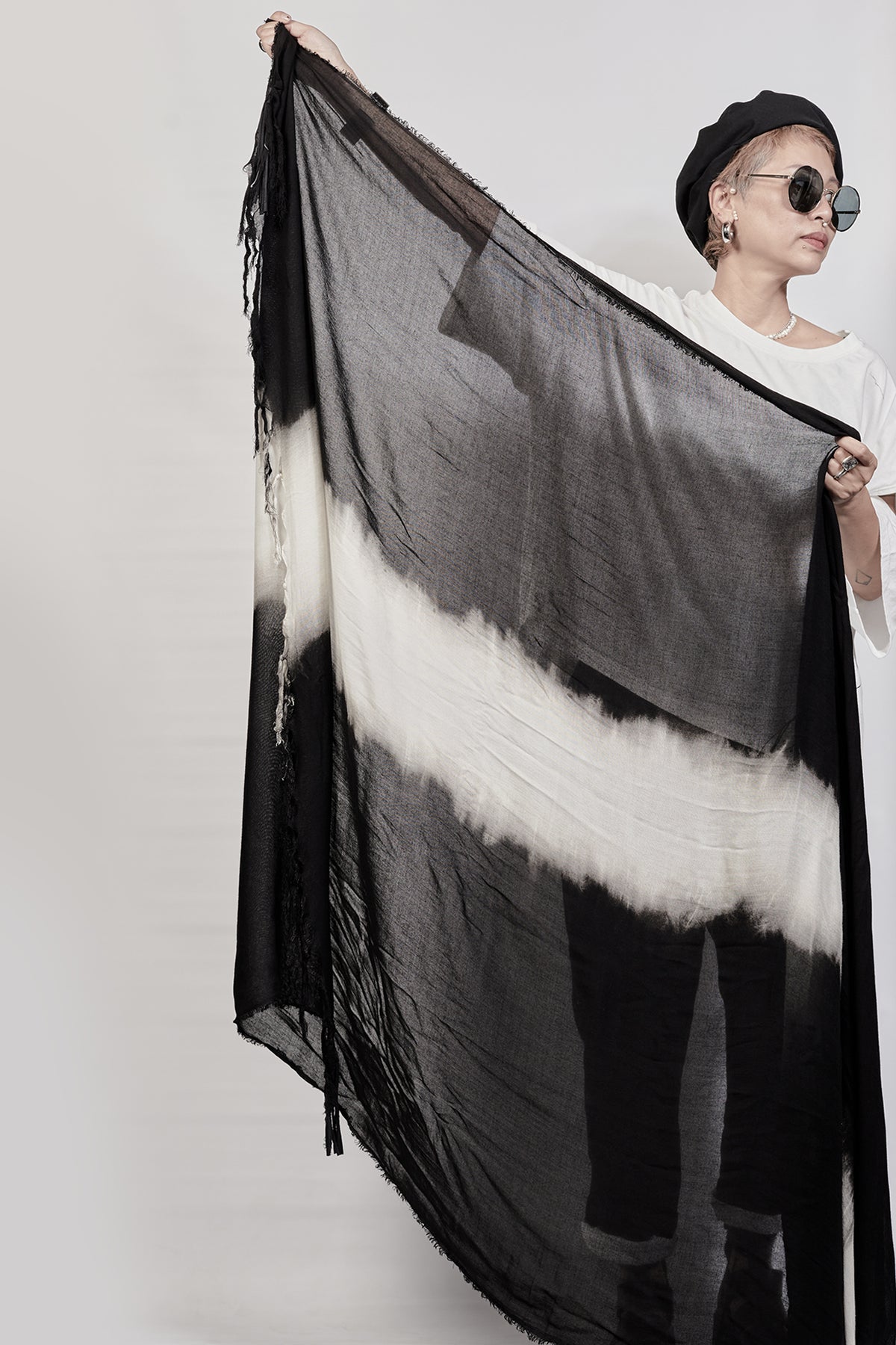 2301-ST05B Black Shadow Long Stole - Black