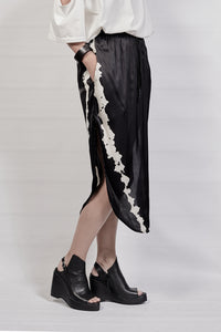 2302-SK01B Vicose Cross Skirt - Black
