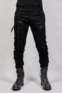 1702-PT02A Crush Skinny Twill Pants 07A - Black