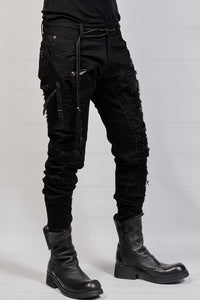 1702-PT02A Crush Skinny Twill Pants 07A - Black