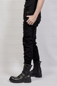 1702-PT02A Crush Skinny Twill Pants 07A - Black