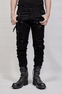 1702-PT02A Crush Skinny Twill Pants 07A - Black