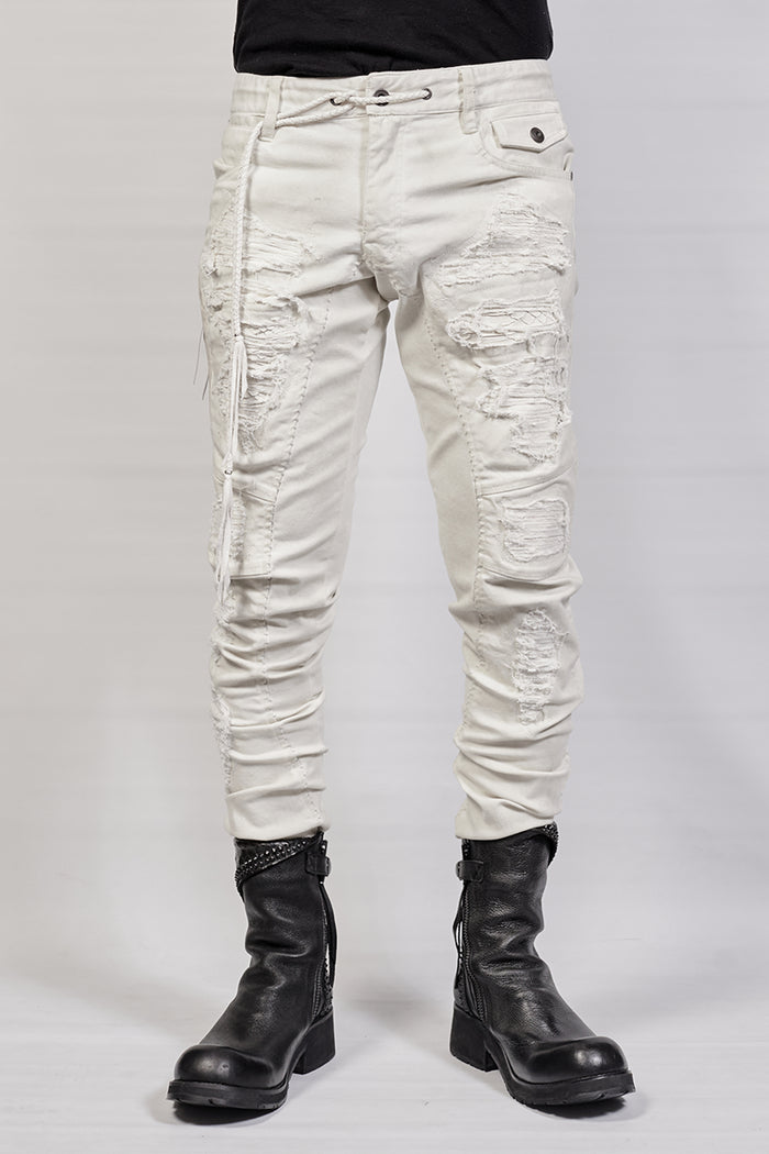 1702-PT02A Crush Skinny Twill Pants 07A - White