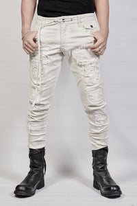 1702-PT02A Crush Skinny Twill Pants 07A - White