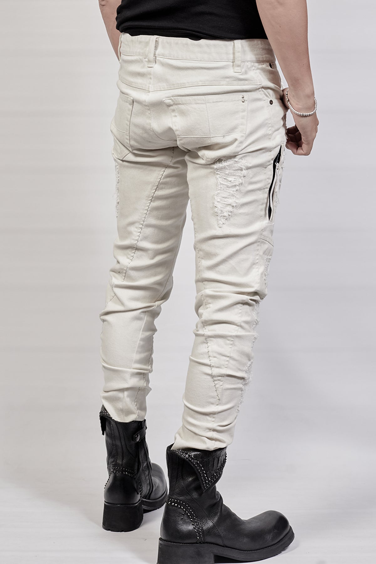 1702-PT02A Crush Skinny Twill Pants 07A - White