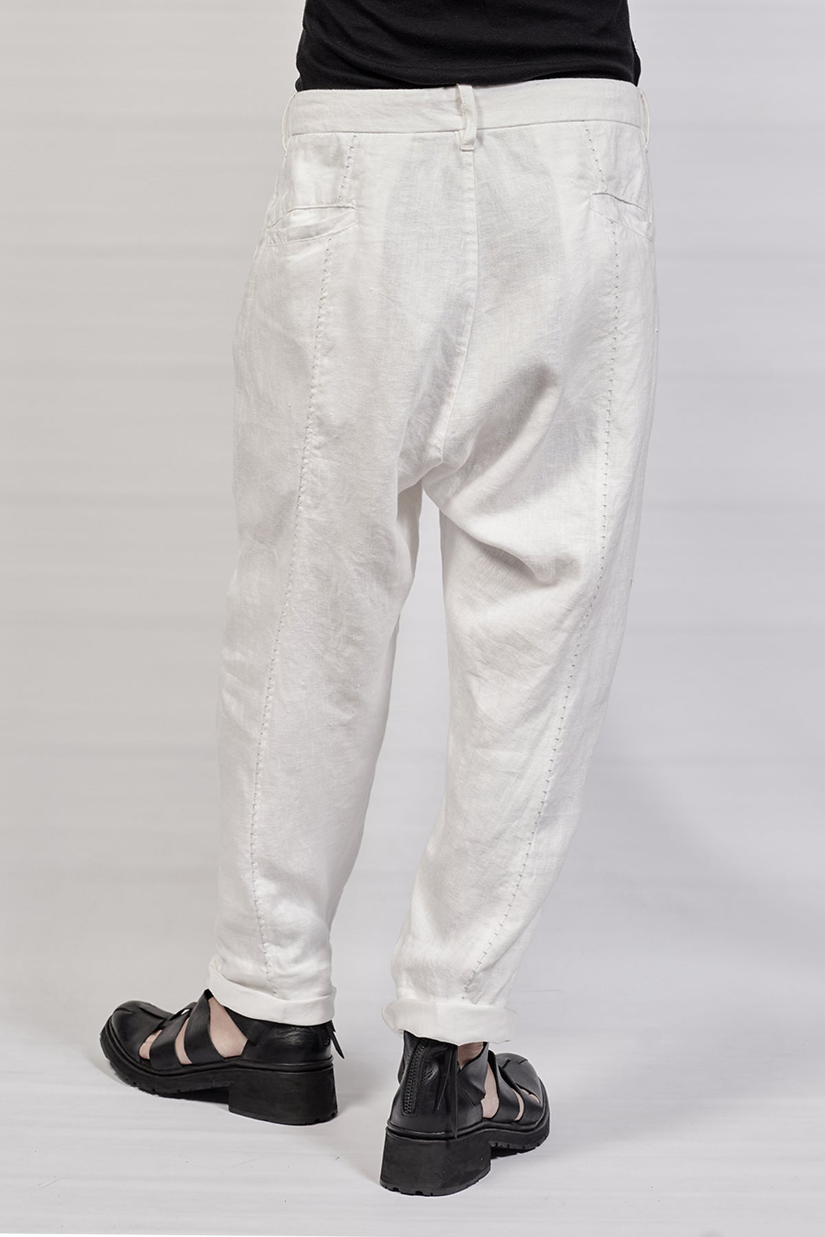 1701-PT03 Linen Layered Pants - White