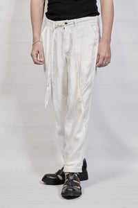 1701-PT03 Linen Layered Pants - White