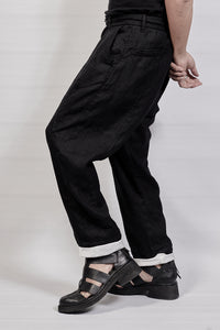 1701-PT03 Linen Layered Pants - Black
