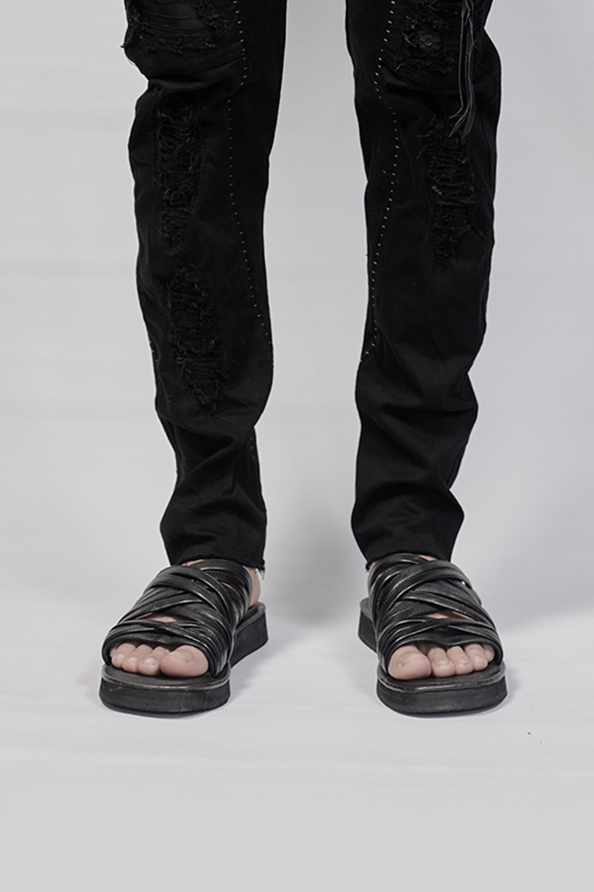 1701-BO02 Black Metal Sandal 03 - Black