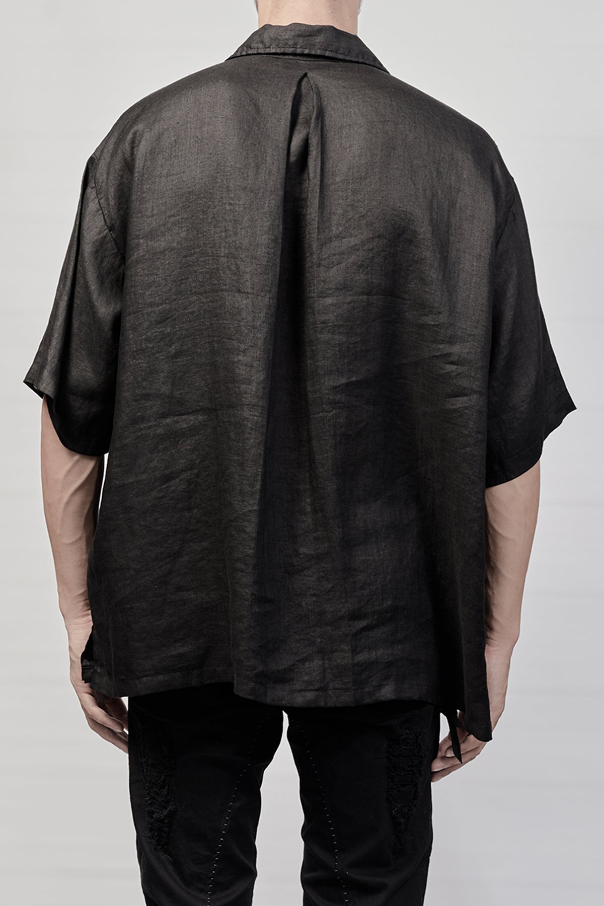 2101-SH03L Linen Box Shirt - Black