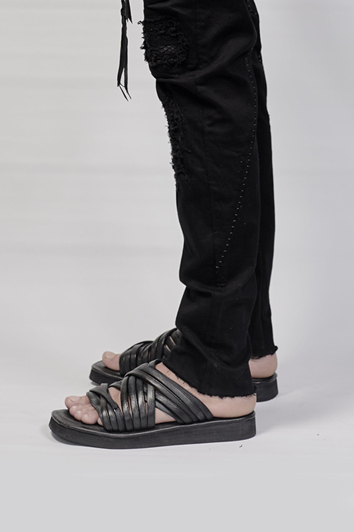 1701-BO02 Black Metal Sandal 03 - Black