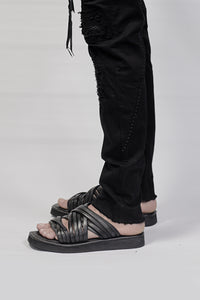 1701-BO02 Black Metal Sandal 03 - Black