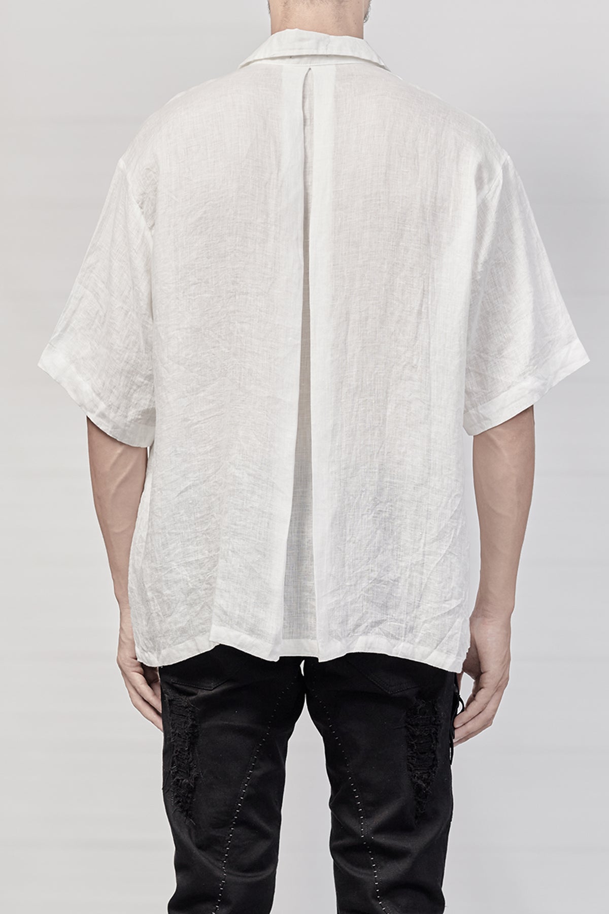 2101-SH03L Linen Box Shirt - White