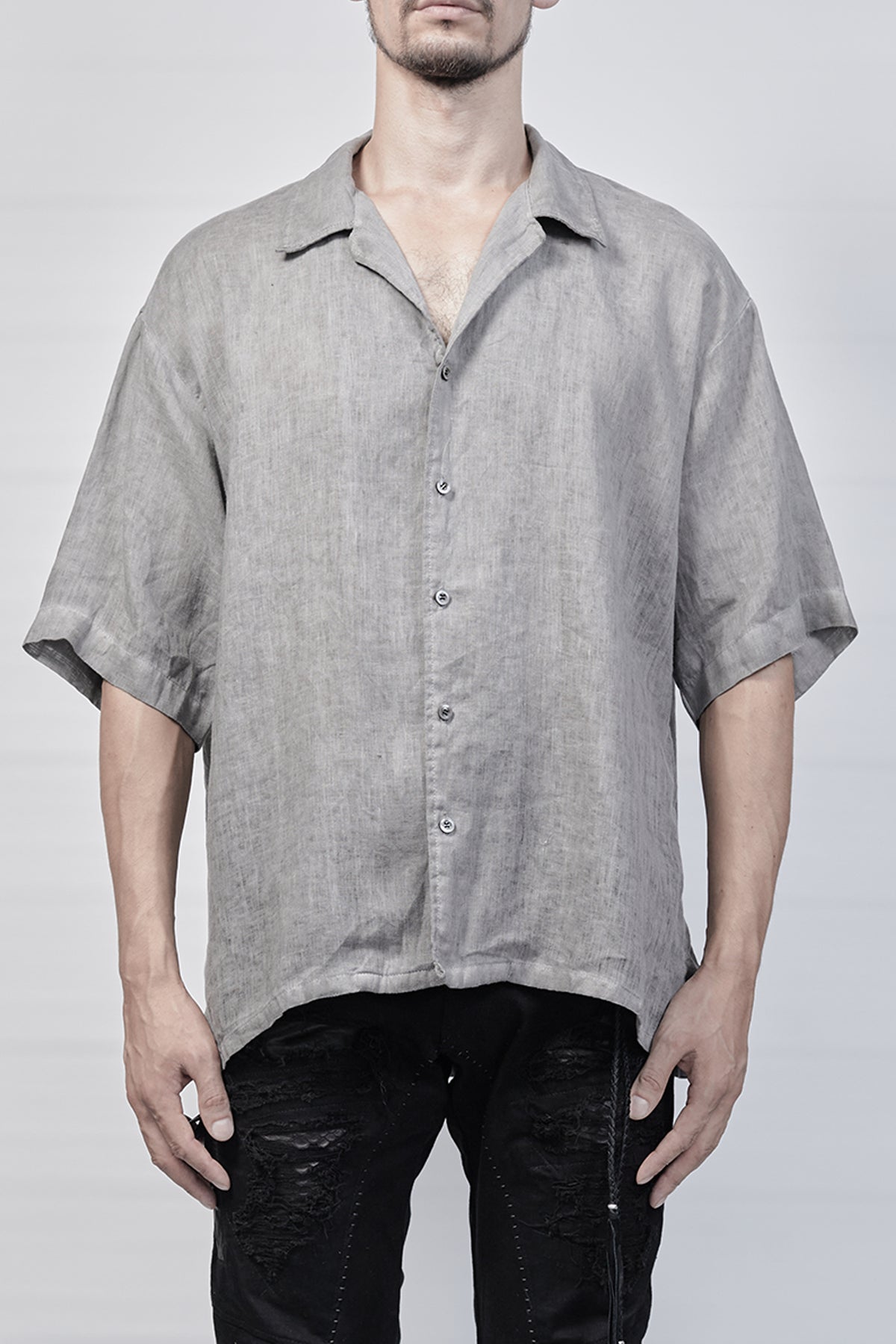 2101-SH03L Linen Box Shirt - Charcoal