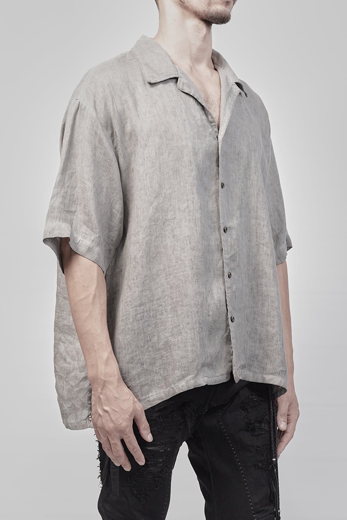2101-SH03L Linen Box Shirt - Charcoal