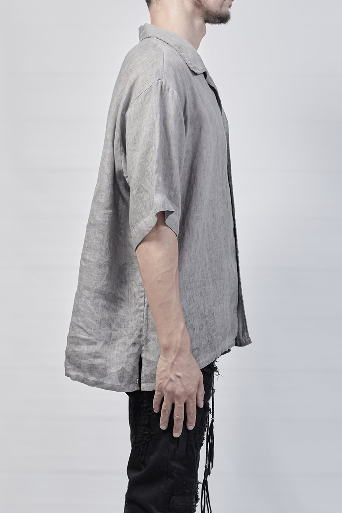 2101-SH03L Linen Box Shirt - Charcoal
