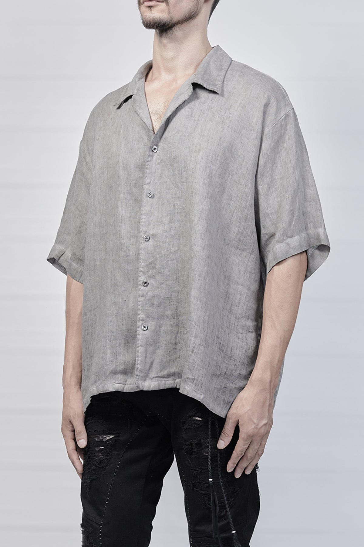 2101-SH03L Linen Box Shirt - Charcoal