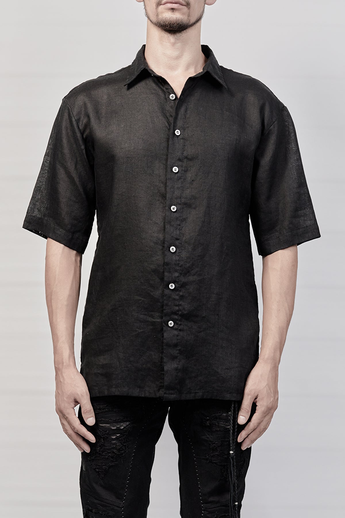 2101-SH03 Rayon Box Shirt - Black