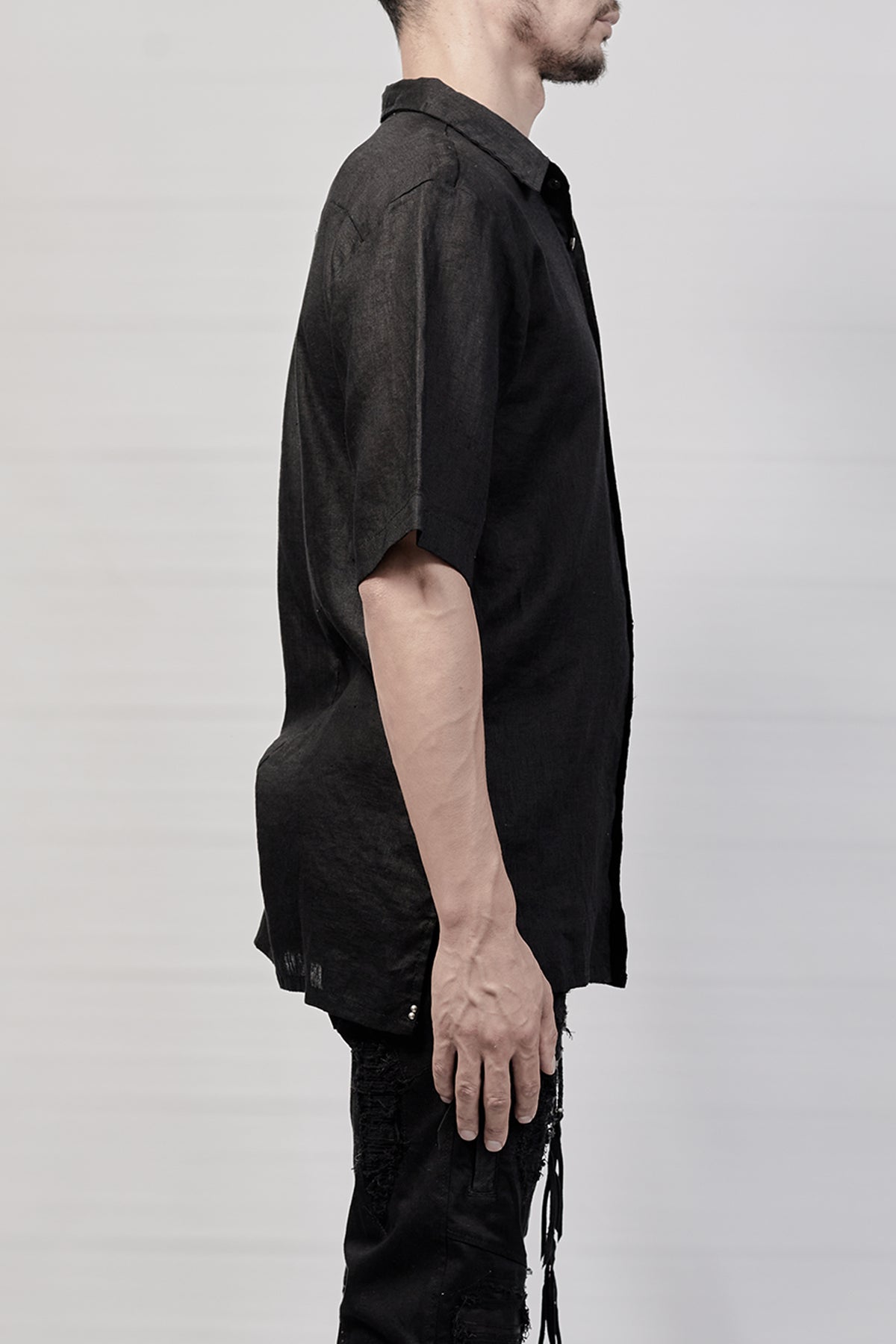 2101-SH03 Rayon Box Shirt - Black