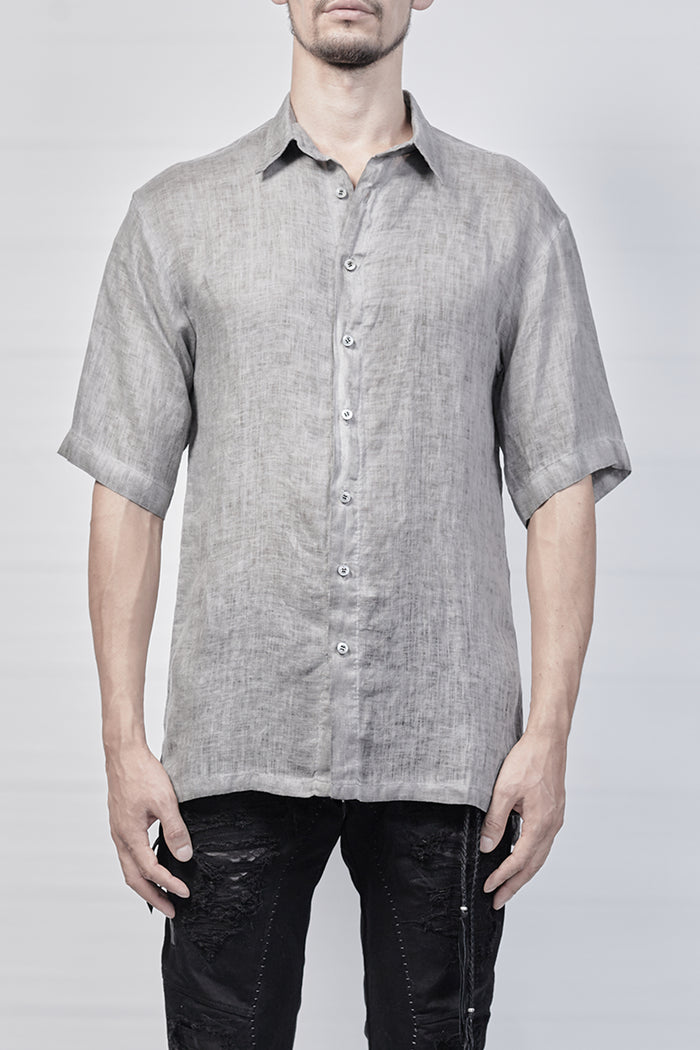 2101-SH04E Linen Slim Shirt SS - Charcoal