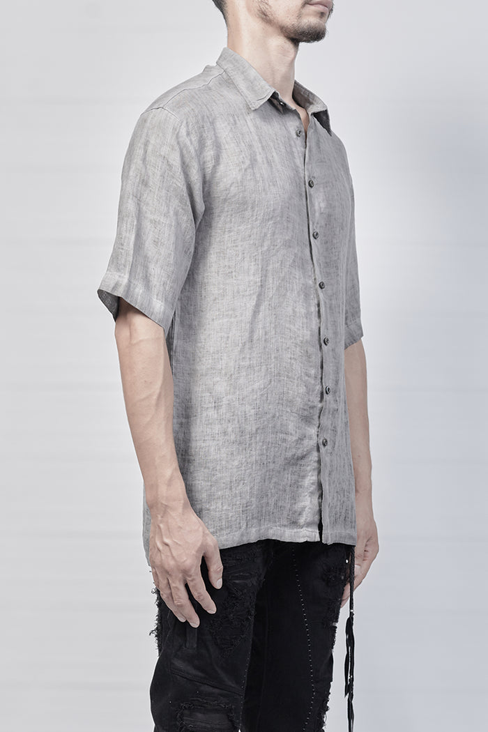 2101-SH04E Linen Slim Shirt SS - Charcoal