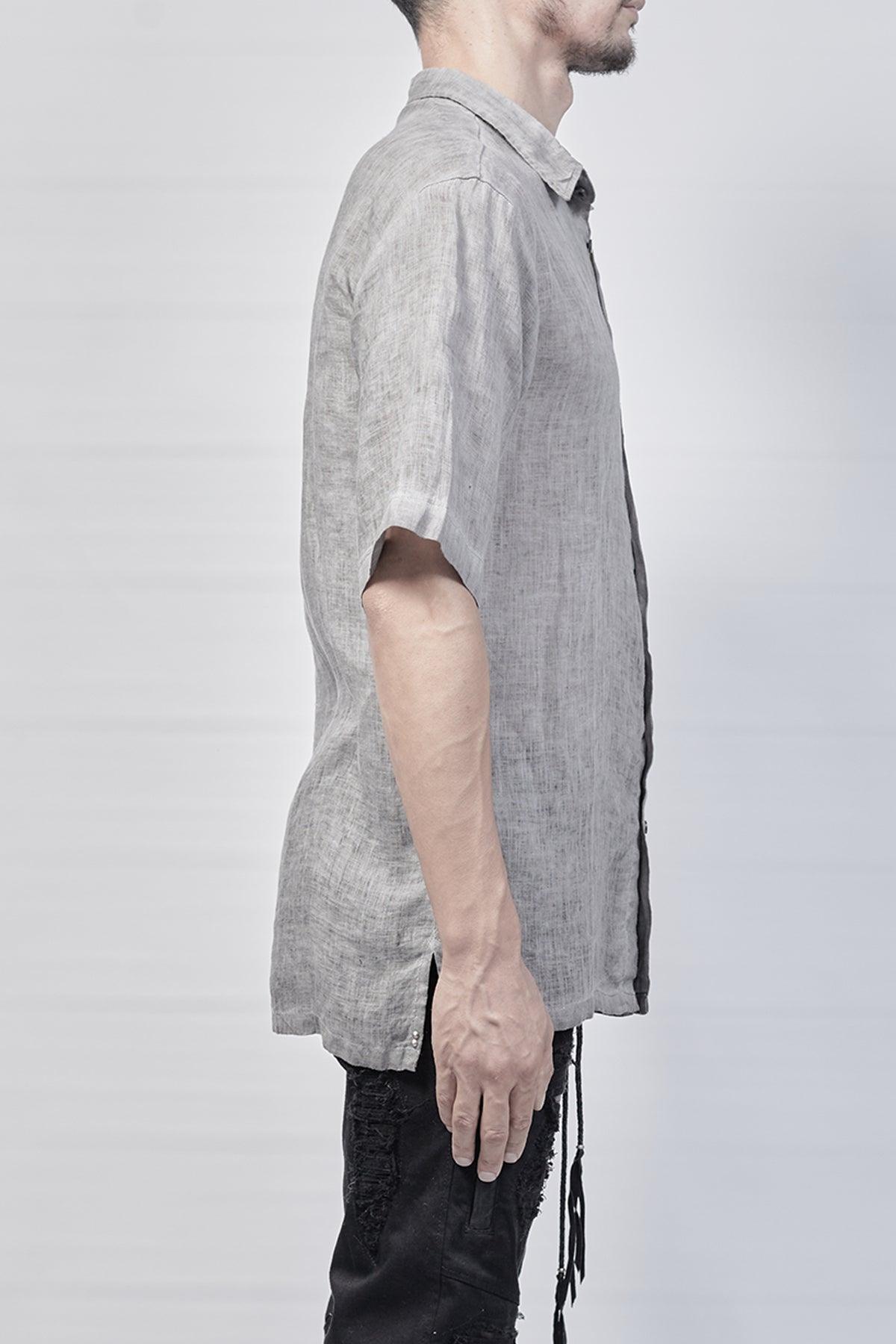 2101-SH04E Linen Slim Shirt SS - Charcoal