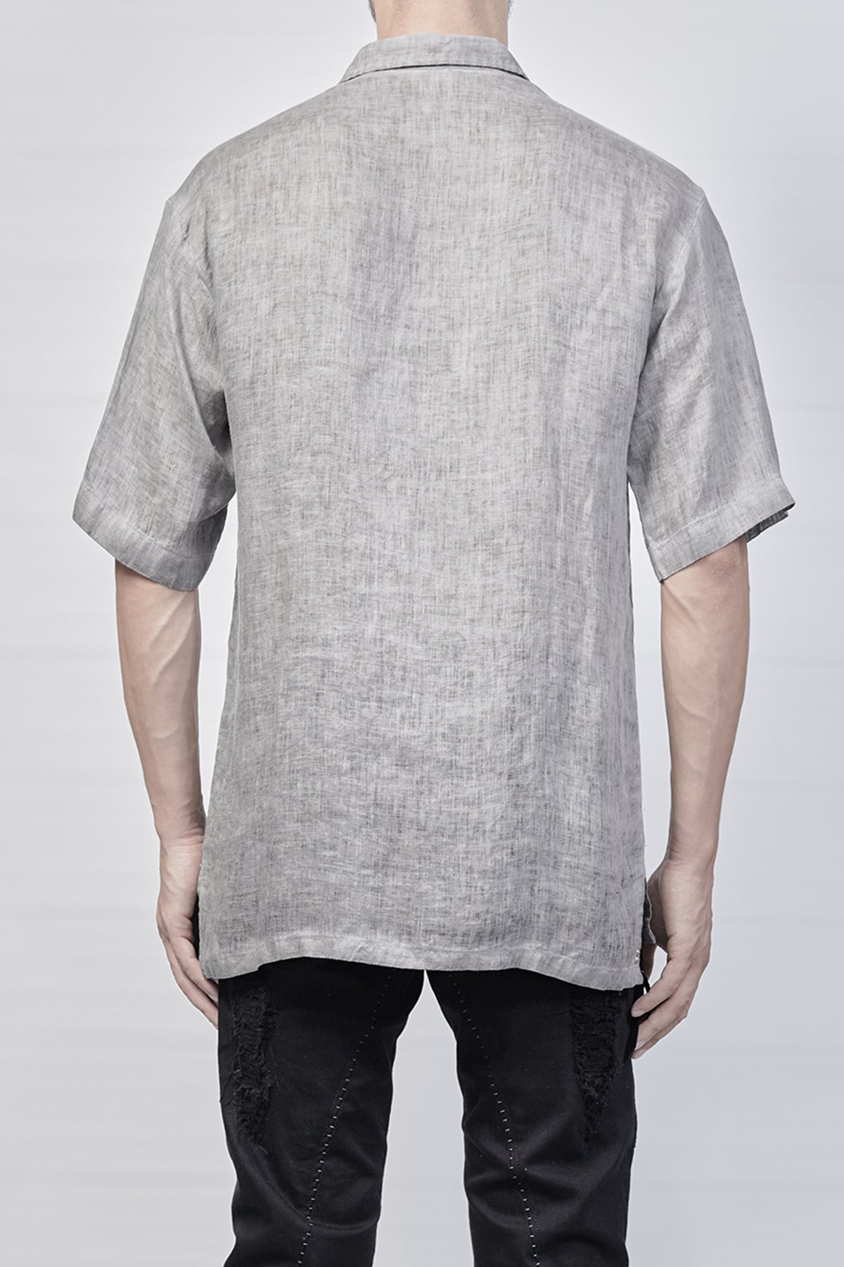 2101-SH04E Linen Slim Shirt SS - Charcoal
